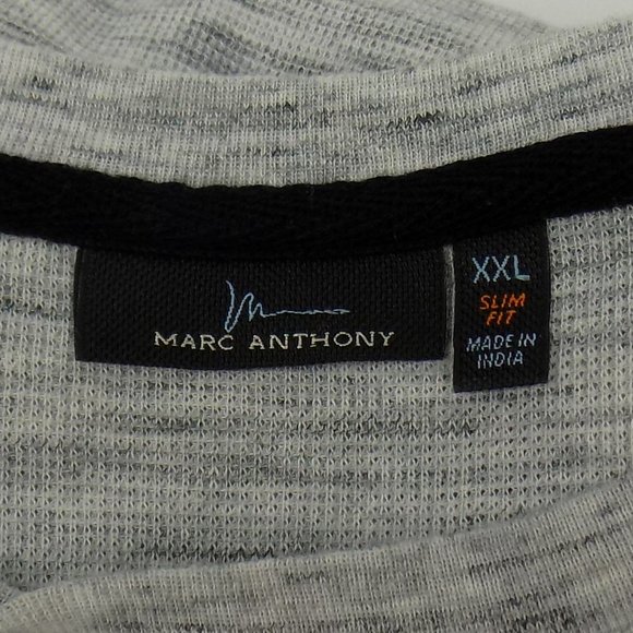 Marc Anthony Grey Heathered Long Sleeve Henley Slim Fit Size XXL - Picture 5 of 6